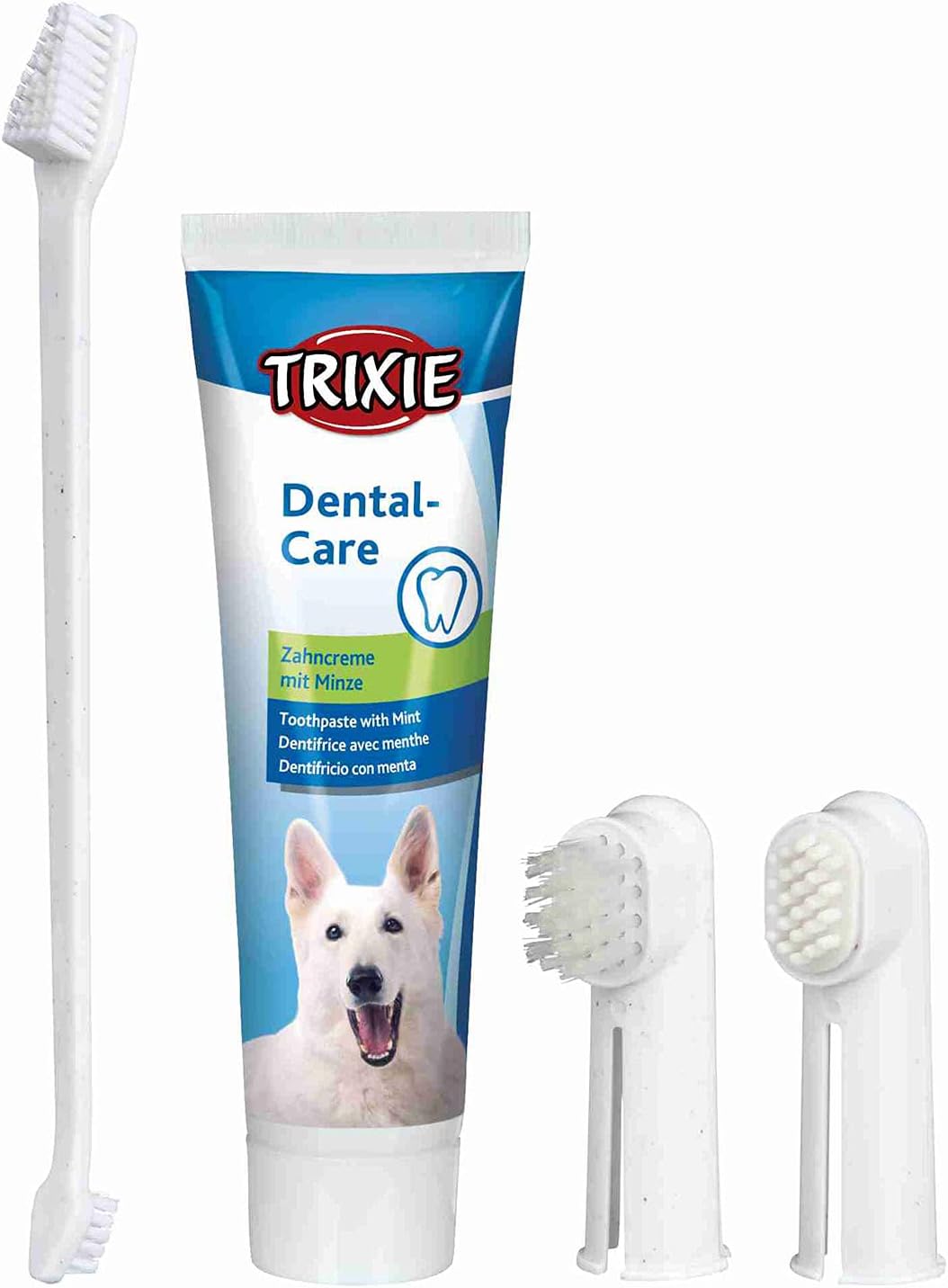 TRIXIE – Set Higiene Dental para Perros, Pasta Dental con Menta (100 g)
