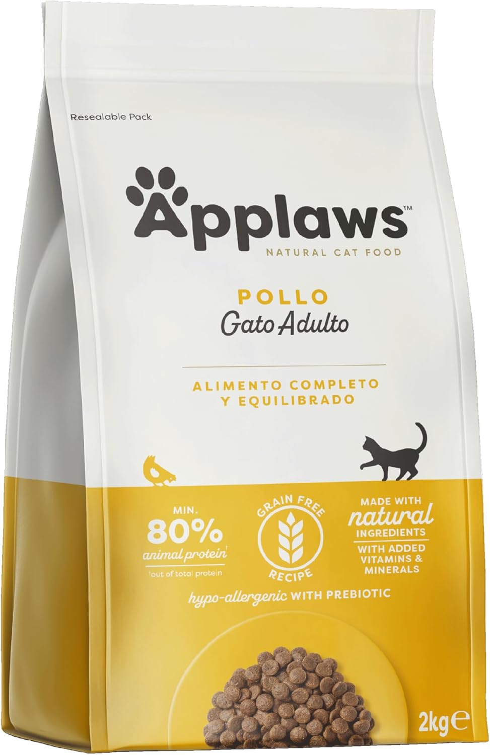 Applaws Alimento Seco Natural sin Granos para Gatos Adultos, Sabor a Pollo