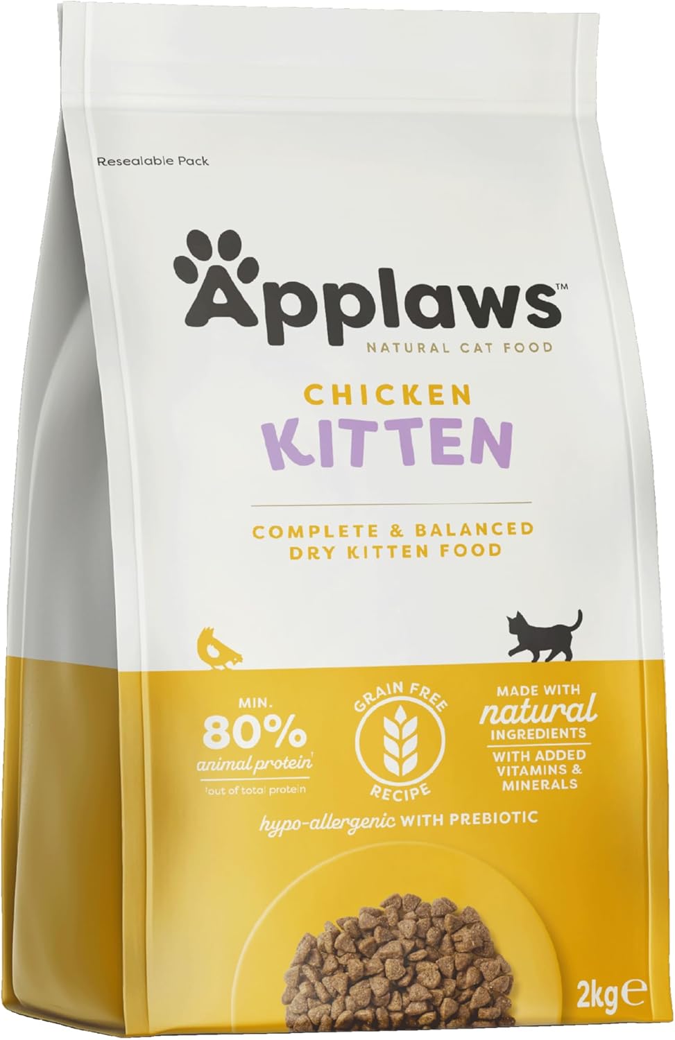 Applaws Alimento Seco Natural sin Granos para Gatitos, Pollo Natural - Bolsa