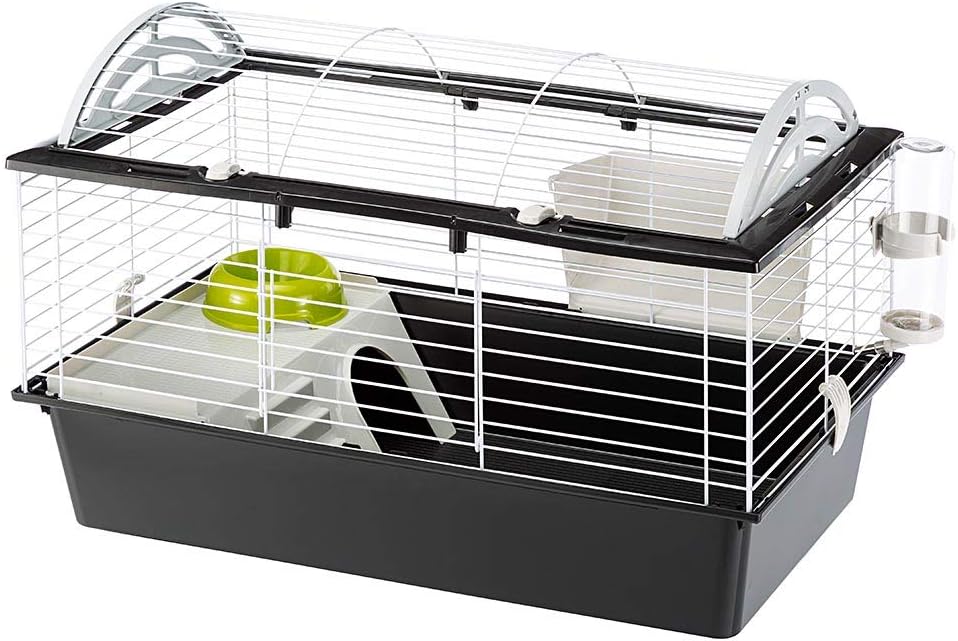 Ferplast Jaula Conejos CASITA 80 - Espaciosa, Techo Abatible, Escalera Frontal