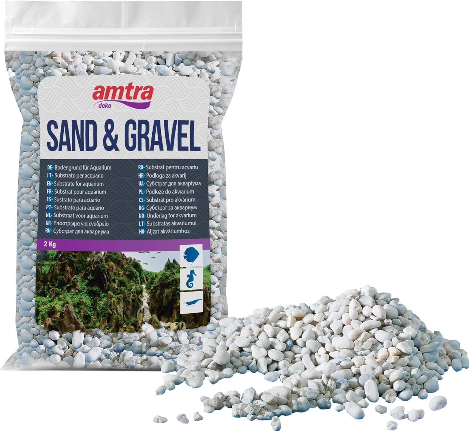 Amtra Gravel Noa, Grava Natural Para Acuarios, Piso Decorativo, Granos Gruesos