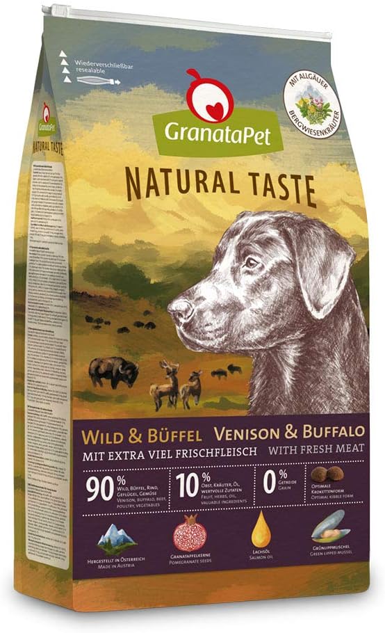 GranataPet Natural Taste Wild & Buffalo - Comida Seca para Perros, sin Cereales