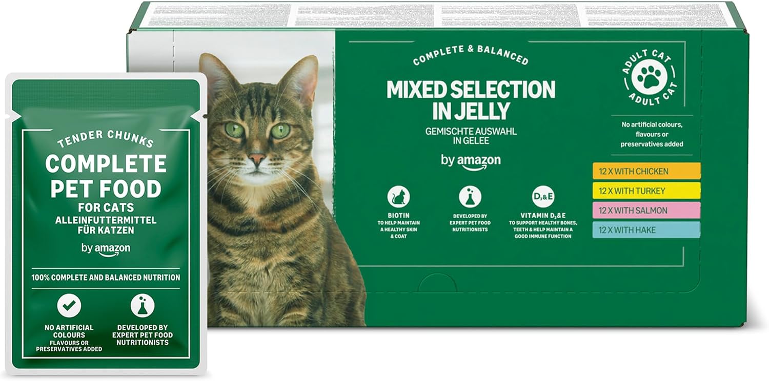 by Amazon - Alimento Completo sin Cereales para Gatos Adultos, selección