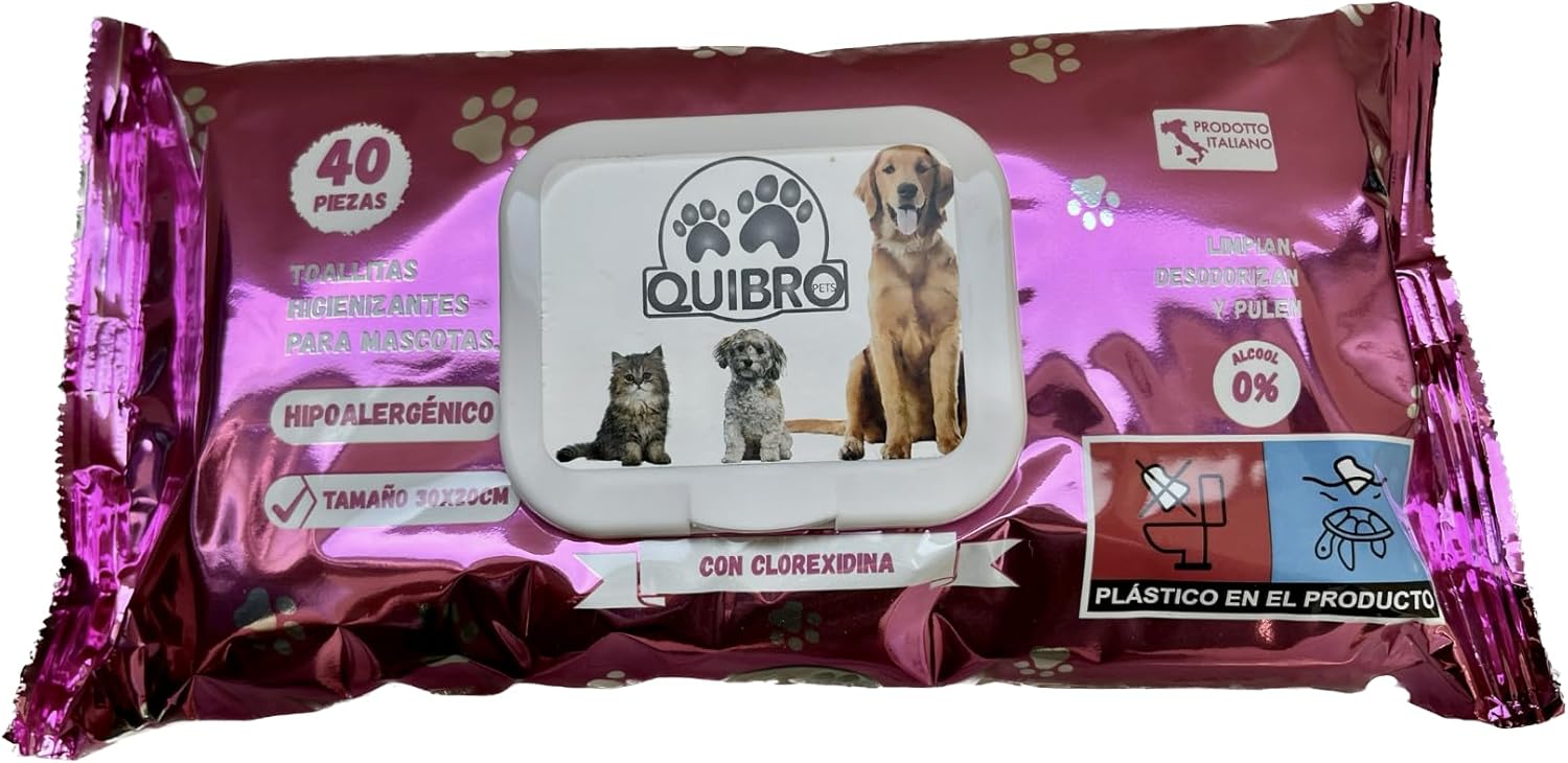 QUIBROPETS Toallitas Húmedas con Clorhexidina para la Higiene de Patas