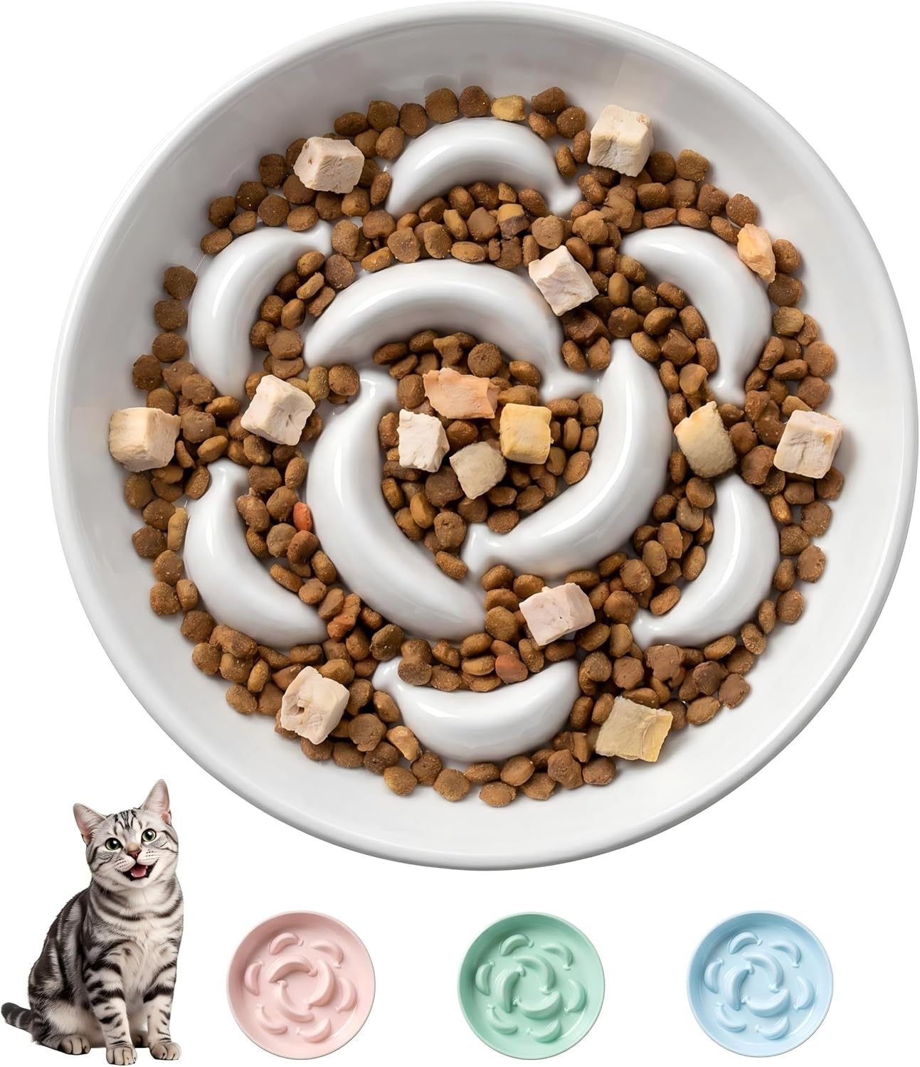 Comedero Antivoracidad para Gatos de Cerámica - Cuenco con Laberinto