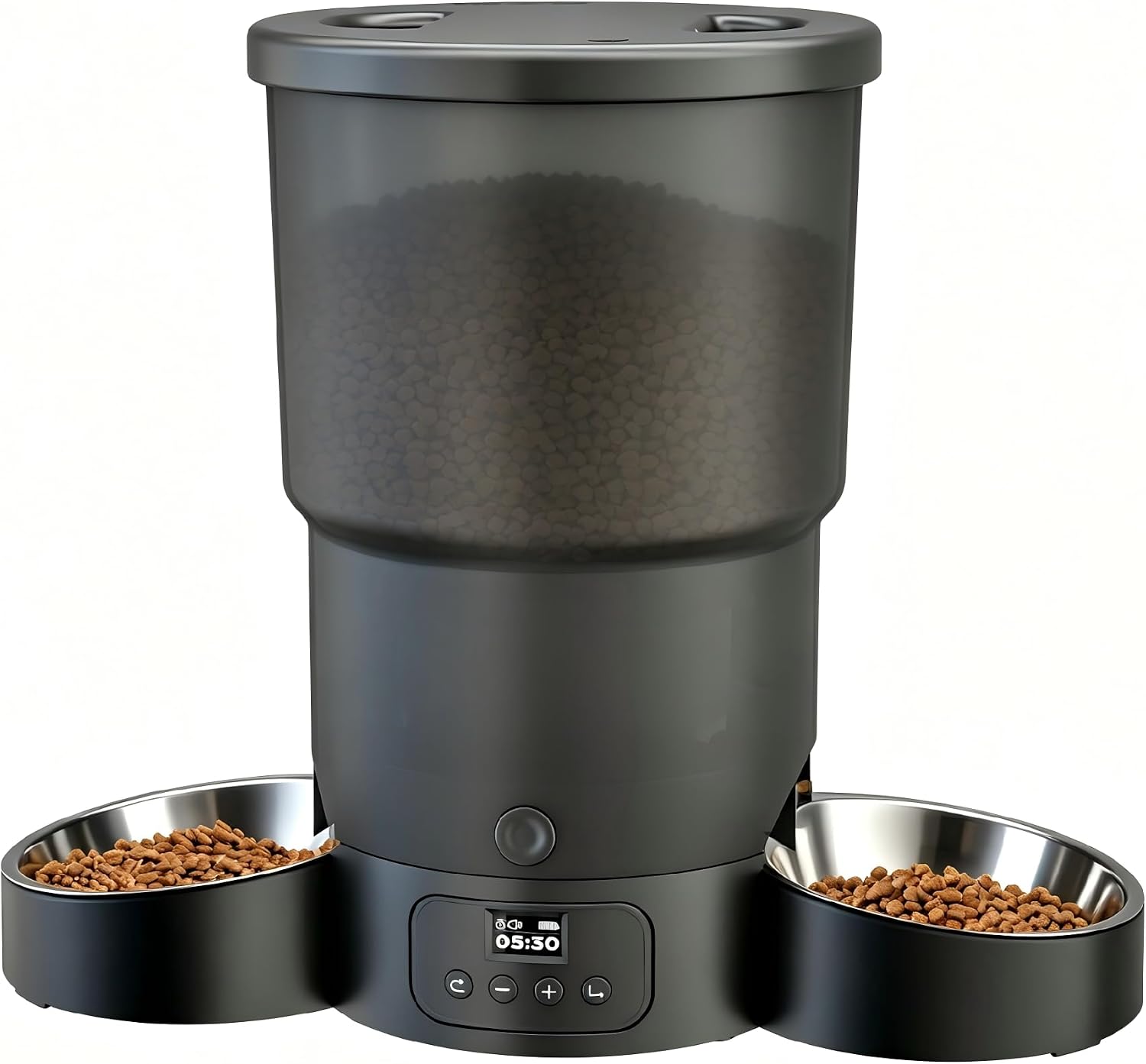 Gimars 5L Comedero Gato Automatico 2 Cuencos Inoxidables, Fácil De Configurar