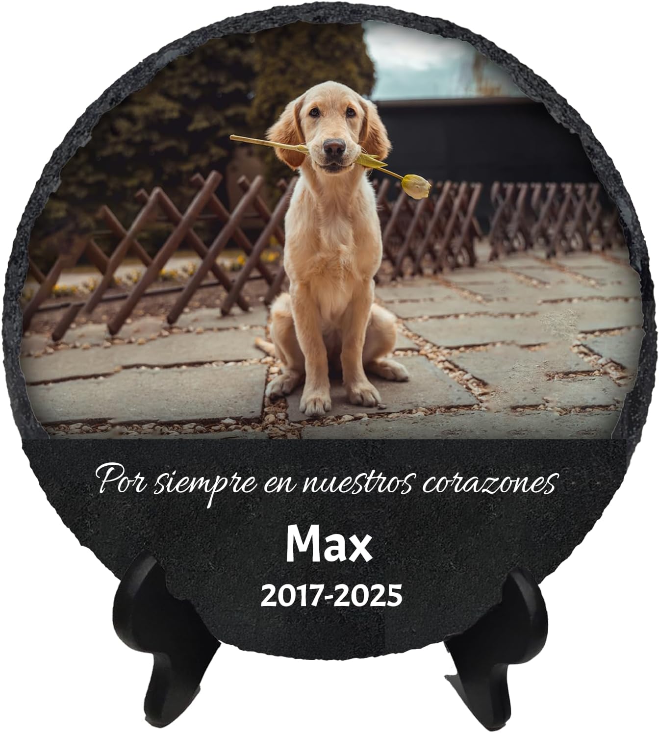 Placa Conmemorativa de Pizarra para Mascotas, Personalizada con Foto y Texto