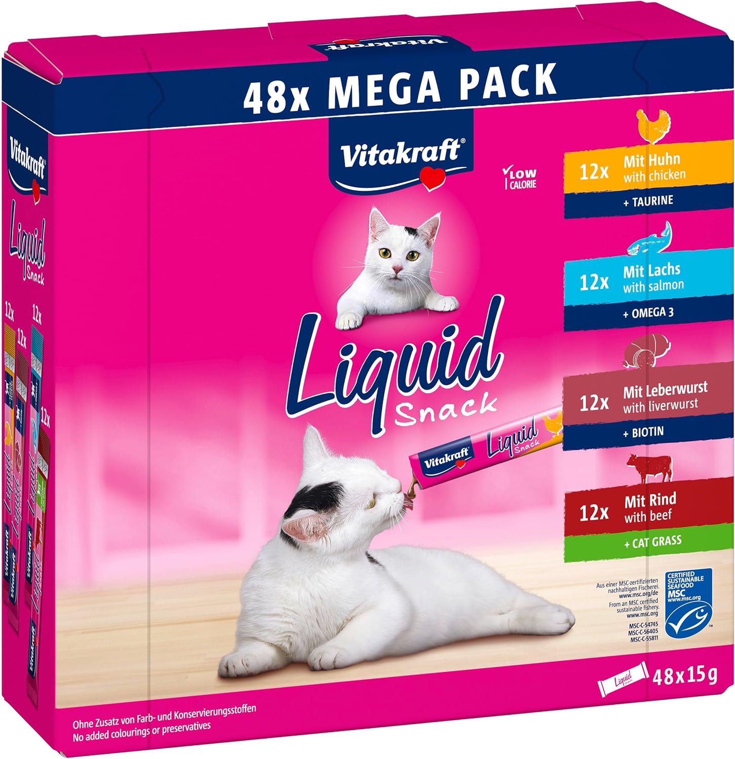 Vitakraft Liquid Snack para Gatos, golosinas para Gatos en Mega Pack, Textura