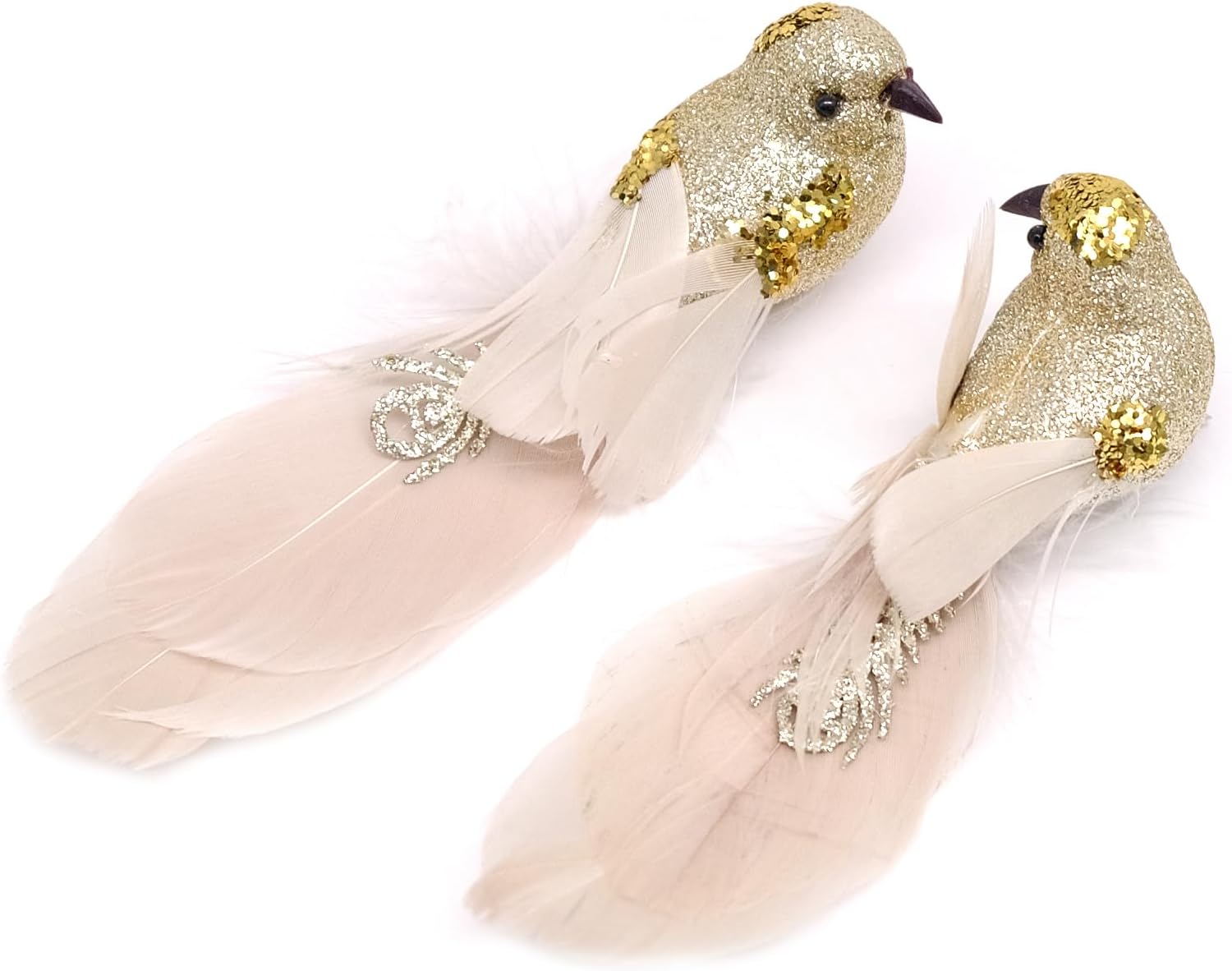 Pájaros Decorativos Artificiales 2 Unidades con Plumas y Clips, Figuras