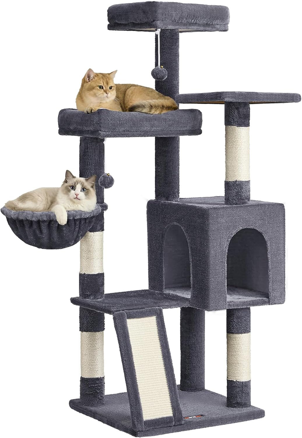 Feandrea Árbol para Gatos, Rascador de Gatos, Torre con Postes y Rampa