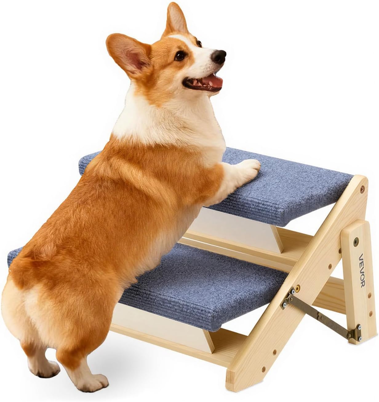 VEVOR Escalera de Madera para Mascotas, 2 Peldaños, para Camas, Sofás y Coches