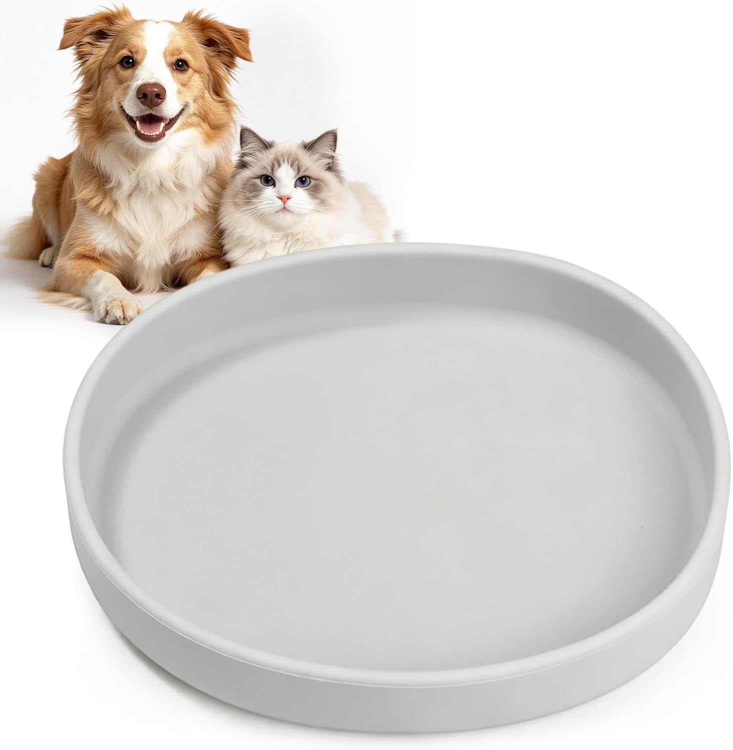 Comedero de Silicona para Gatos y Perros, Cuenco Comida Gato Plano Redondo