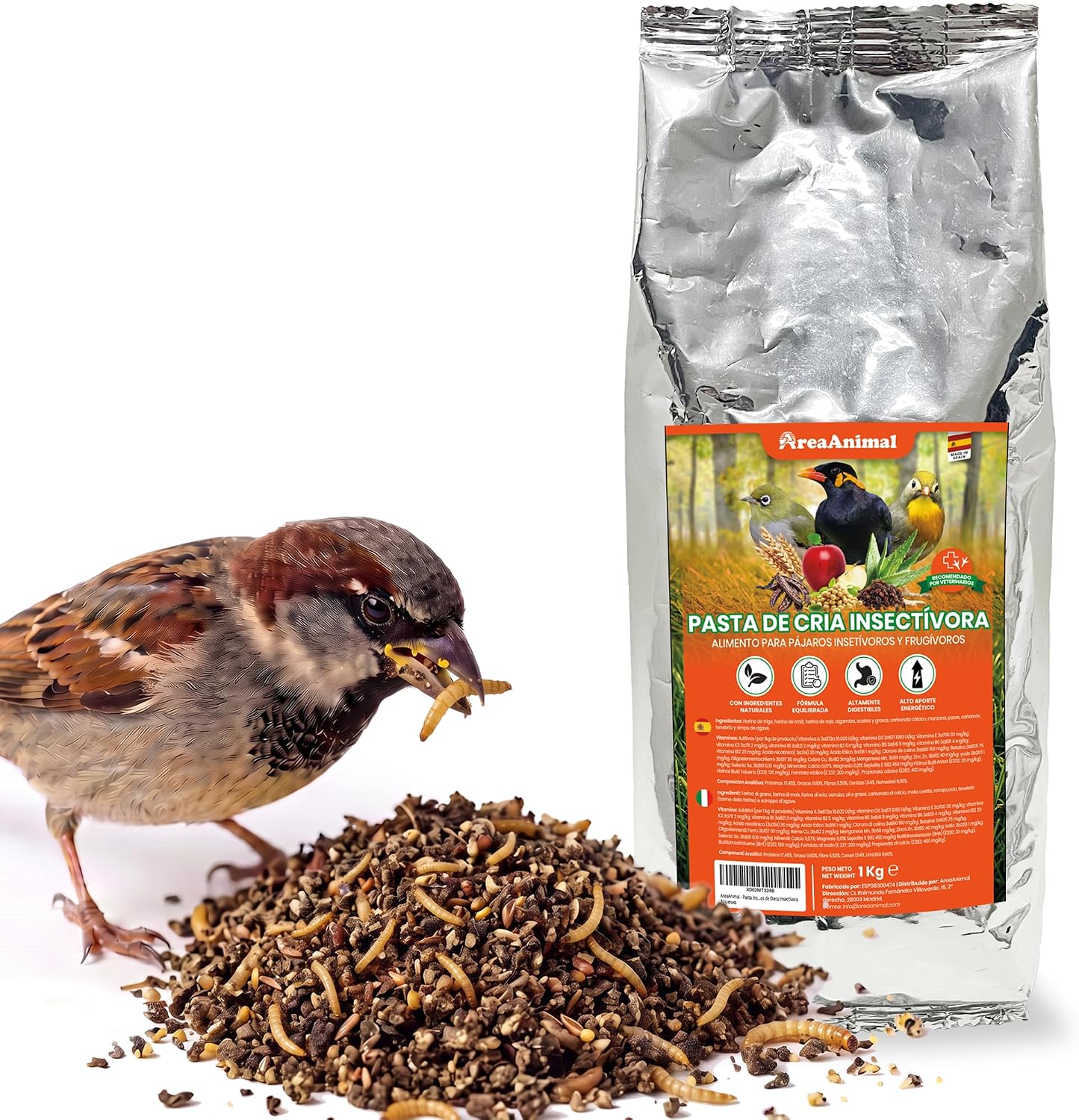 Pasta Insectivora Pajaros, Comida Pájaros Insectivoros 1KG, Papilla